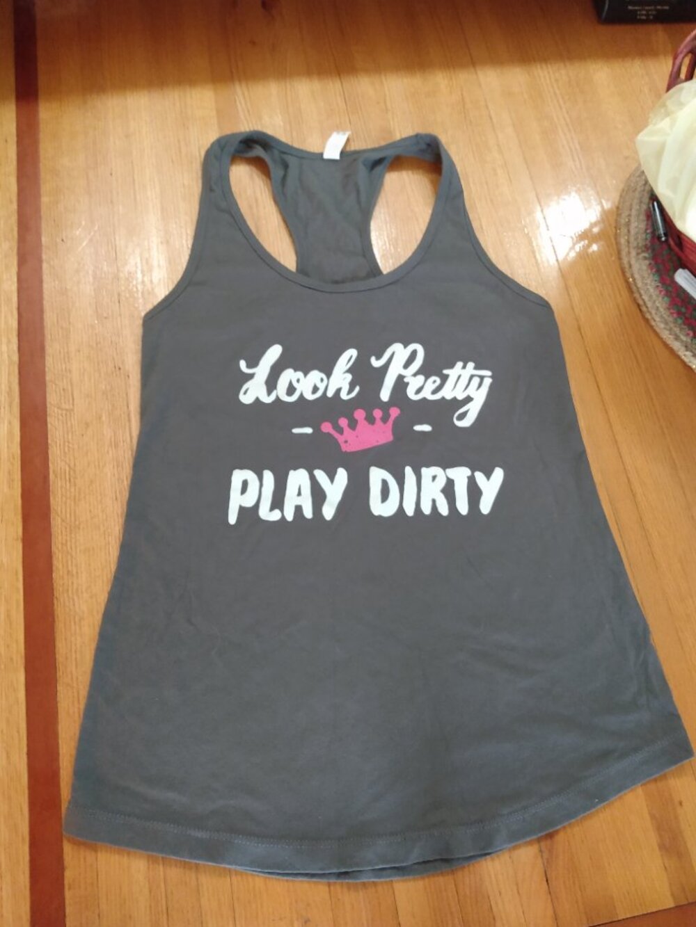 Look Pretty Play Dirty Racer Back Tank Top Large Ideal T by Next Level